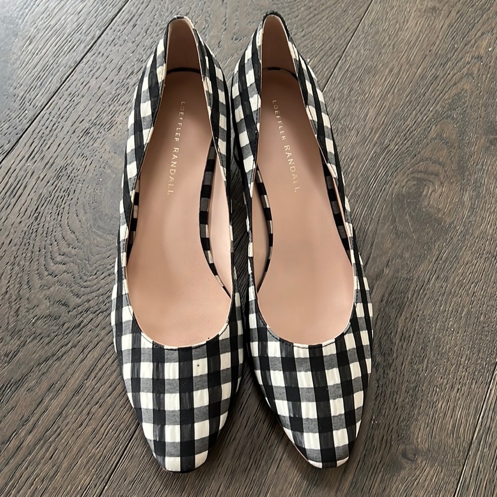 Loeffler Randall black and white gingham shoe. Size 9